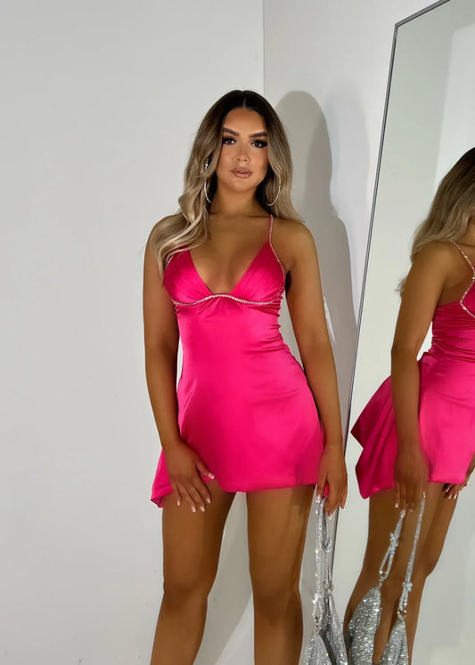 ASH MINI DRESS - Hot Pink