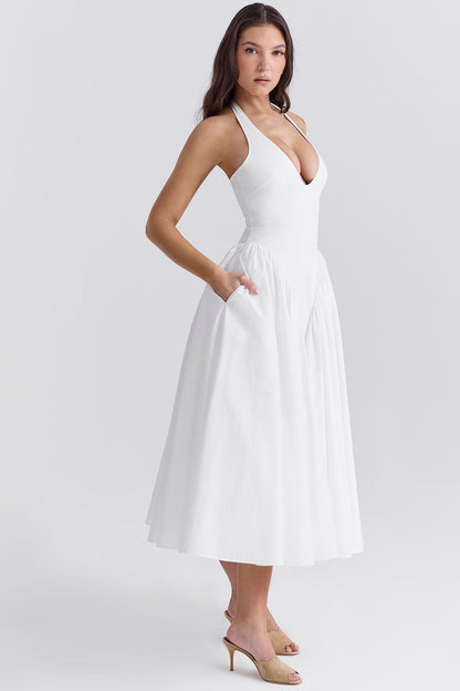 MIRA MIDI DRESS - WHITE