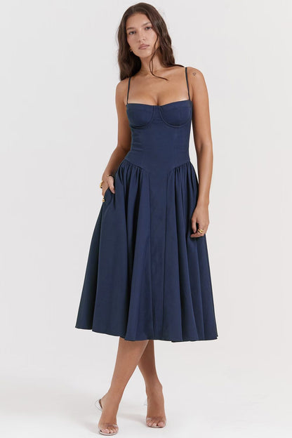 PENELOPE MIDI DRESS - NAVY