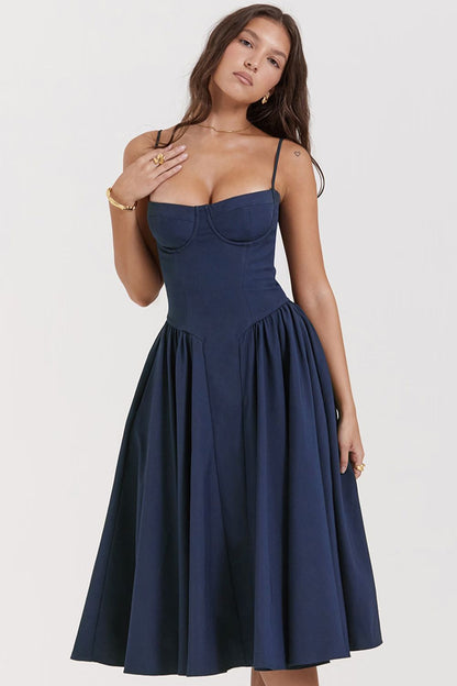 PENELOPE MIDI DRESS - NAVY