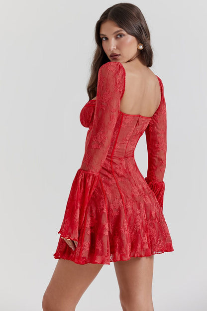 EVANGELINE MINI DRESS - SCARLET