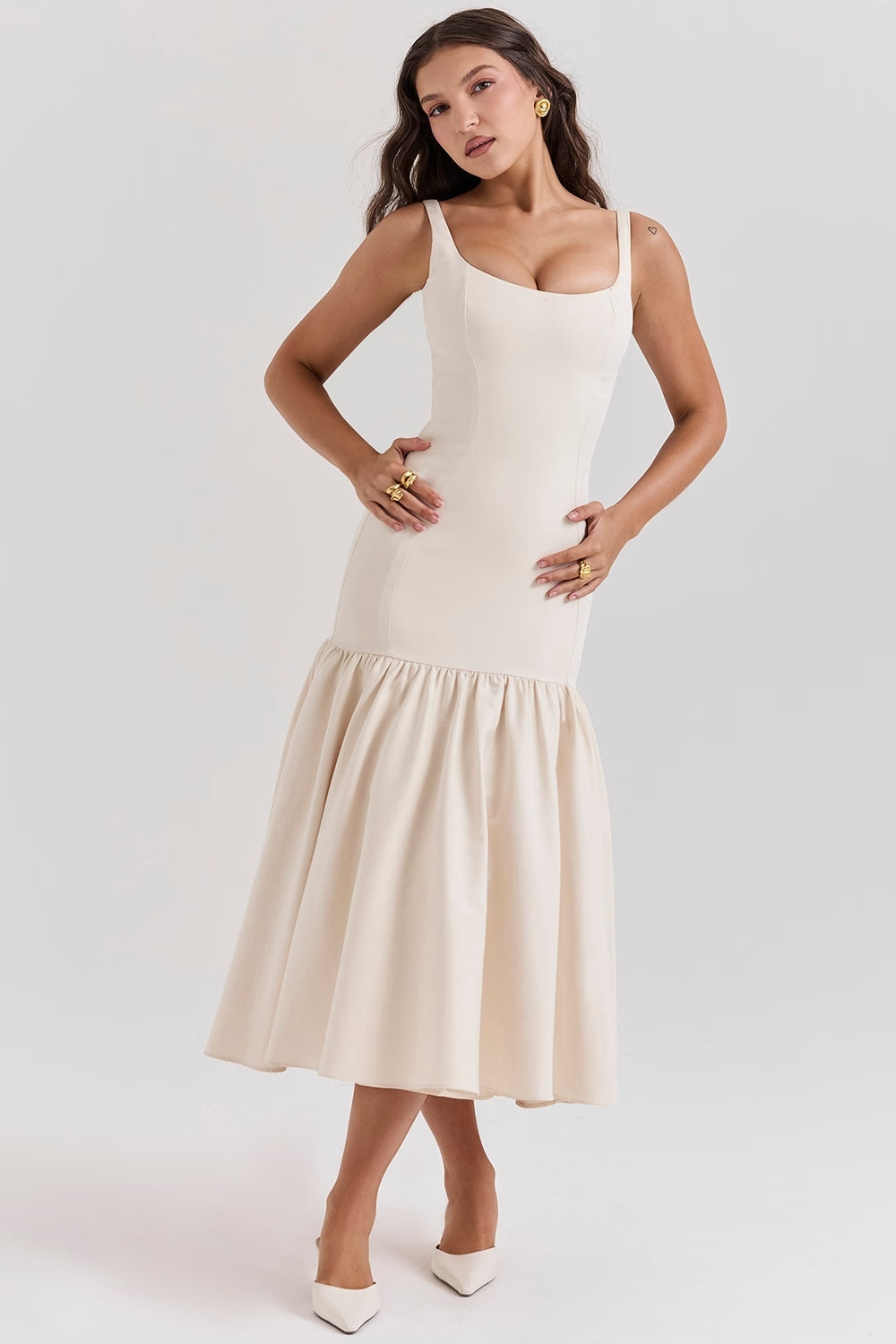 BIANCA MIDI DRESS - CREAM