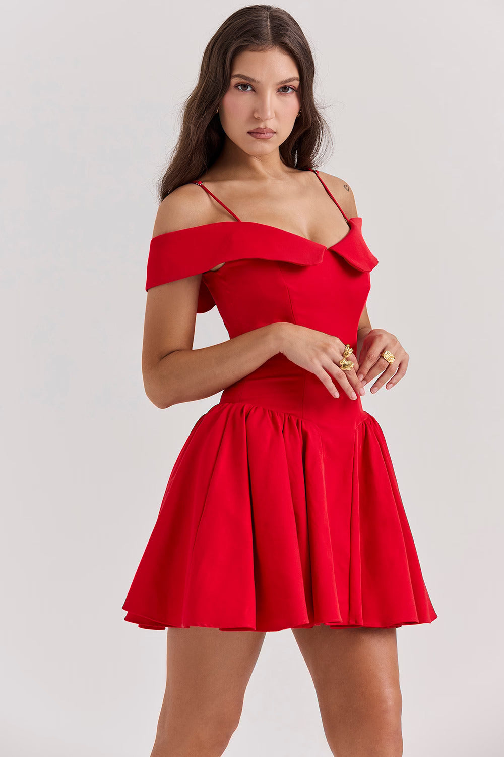 ISLA MINI DRESS - SCARLET