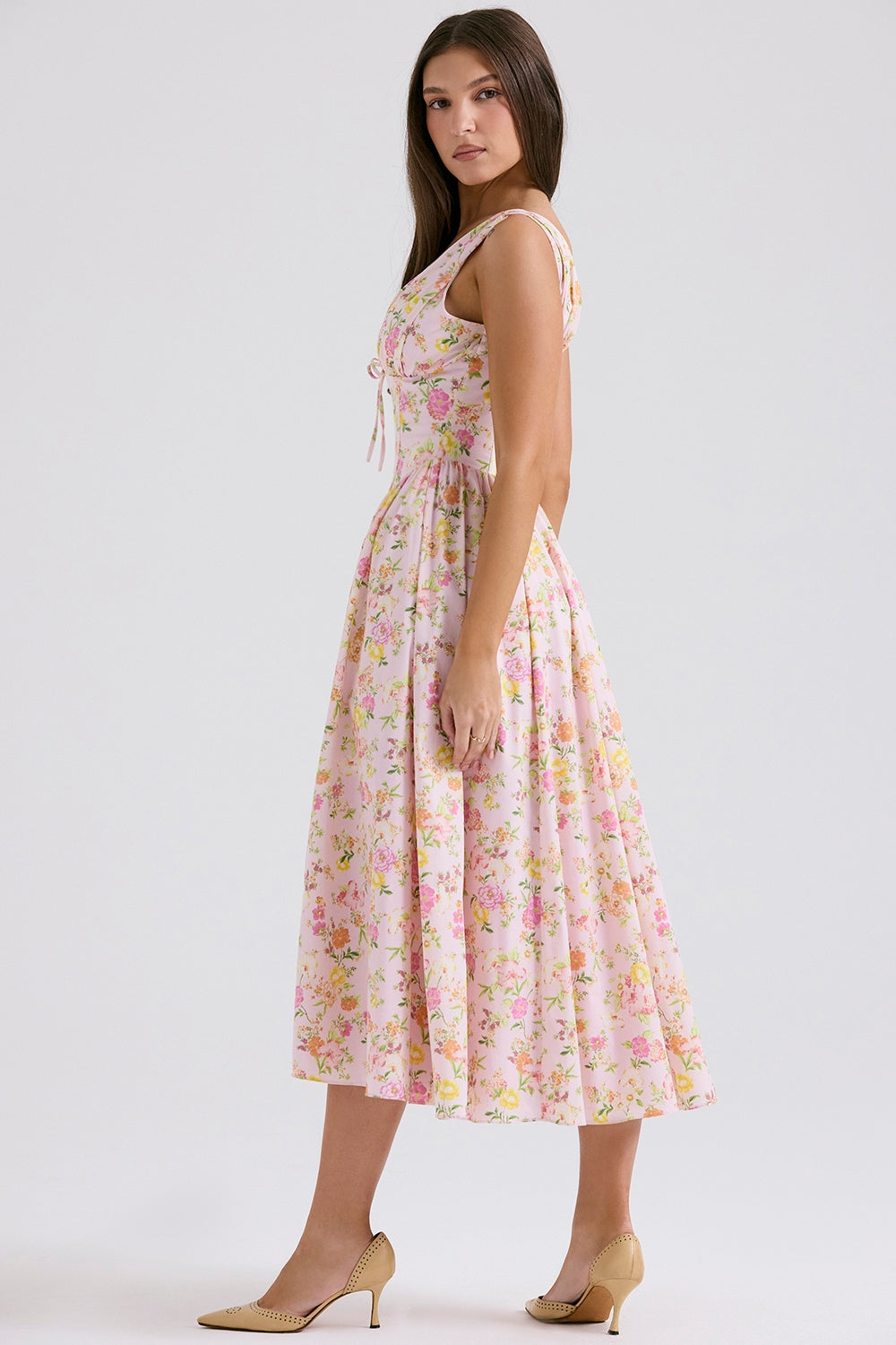 CRYSTAL MIDI DRESS - PINK MEADOW