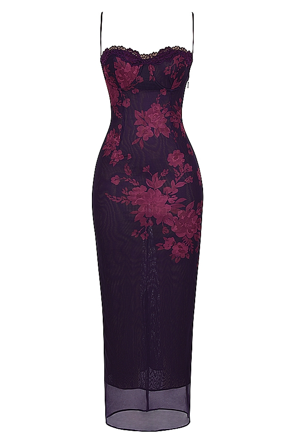 ARIELA MAXI DRESS - GRAPE FLORAL