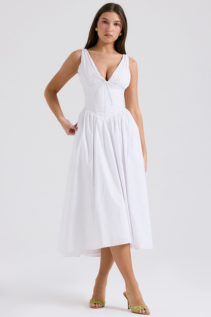 CRYSTAL MIDI DRESS - WHITE