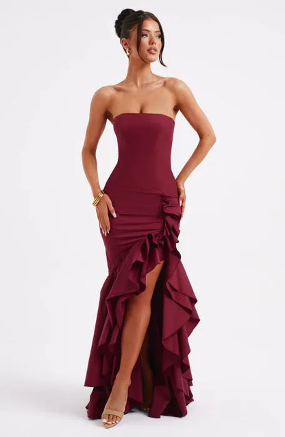 LILITH MAXI DRESS - BURGUNDY