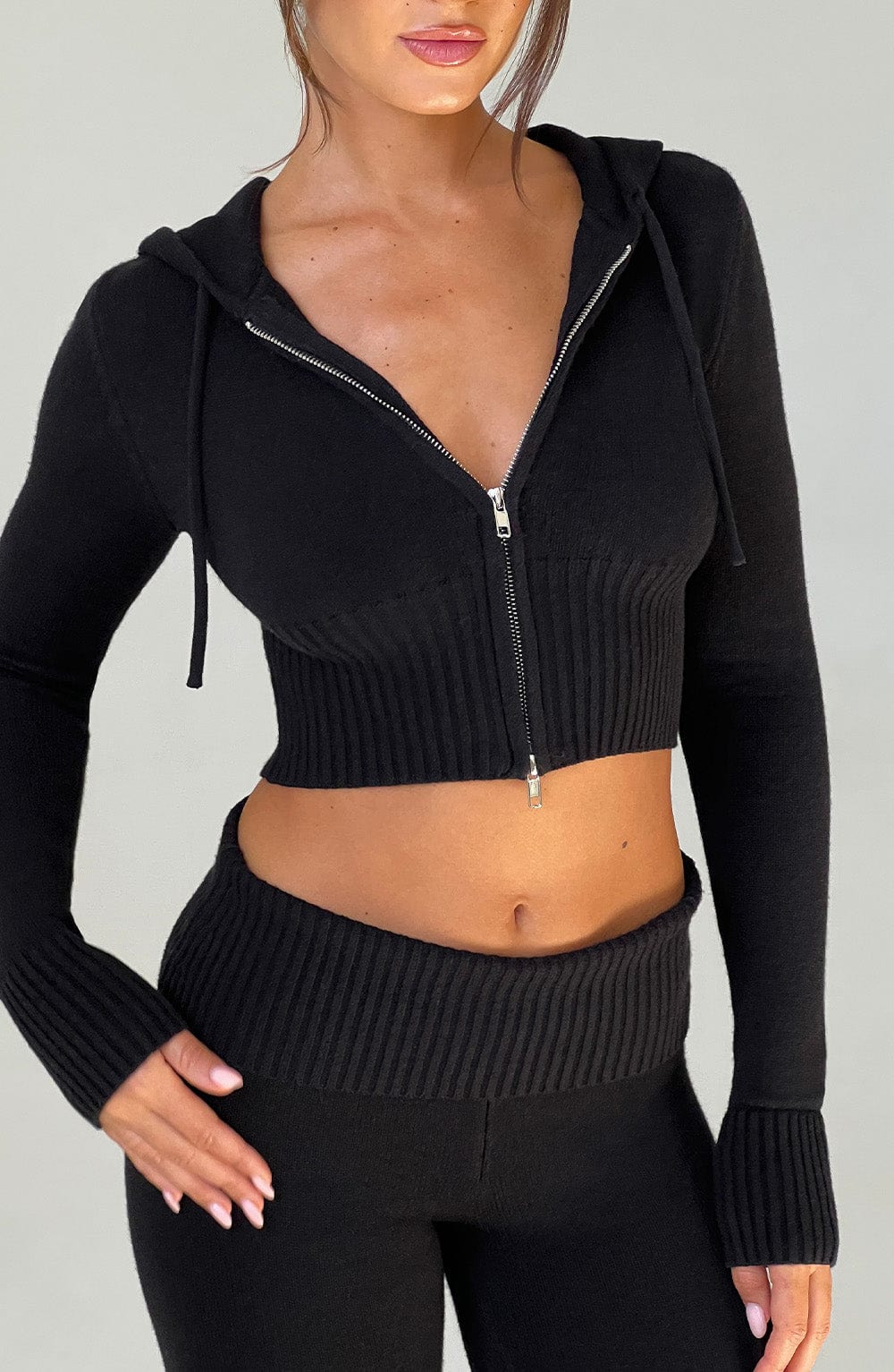 OPAL ZIP HOODIE  - BLACK