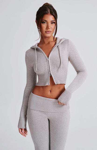 OPAL ZIP HOODIE  - LIGHT GREY