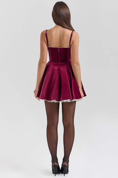 SELENA MINI DRESS - BURGUNDY